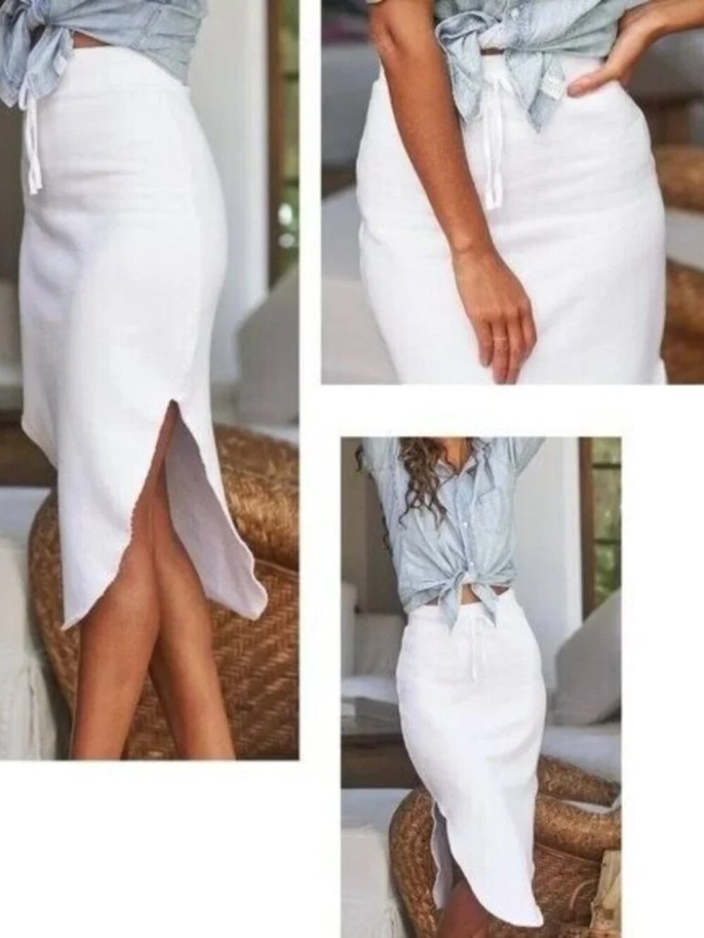NEW $178 FRANK & EILEEN TEE LAB TRIPLE FLEECE DONEGAL UNFORGETABLE WHITE SKIRT S